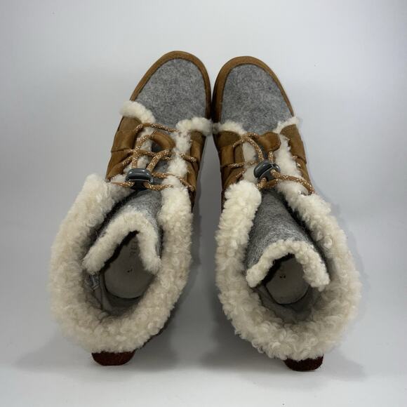 Sorel Joan of Arcric Wedge II Cozy Boots Womens Size 9 Tan Suede Lace Up Booties - Picture 6 of 11